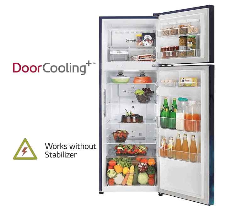 LG 308 L Frost Free Double Door 2 Star Convertible Refrigerator  (Blue Charm GL-T322RBCY)